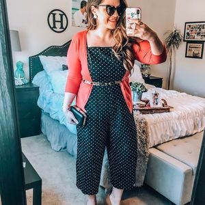 Cropped wide leg polka dot romper